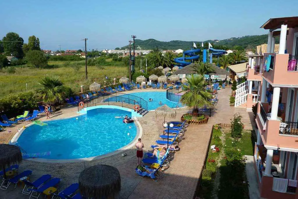 Sidari Waterpark hotel Corfu Greece, Sidari Waterpark hotel pool, Sidari Waterpark hotel to beach