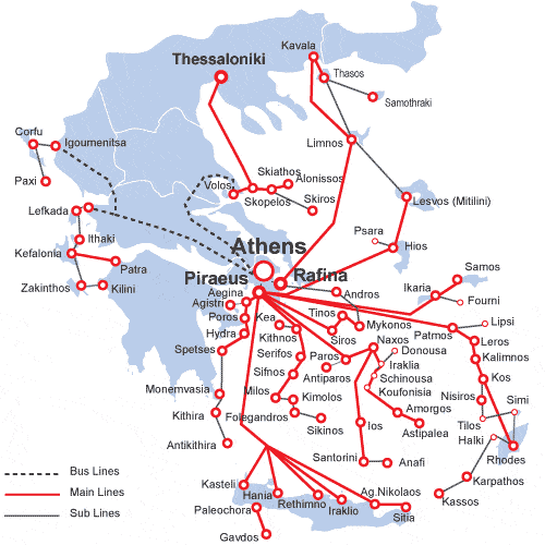 Greece ferry map